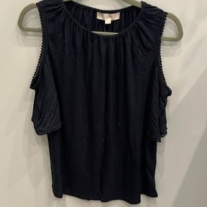 Loft Navy Shoulder Cut Out Top Size M NWT